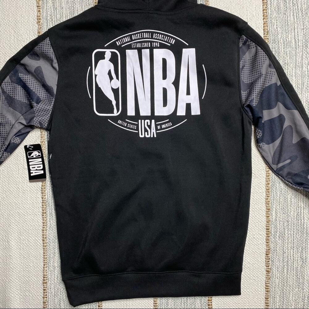 NBA Black Camo Fleece Hoodie Sweatshirt Men’s Size Small - Picture 4 of 8